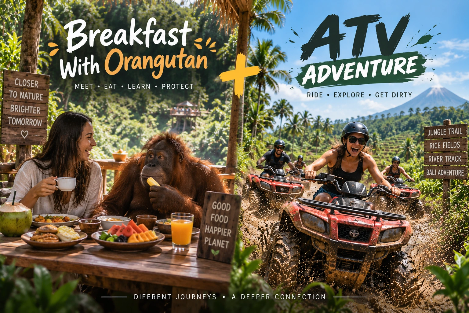 Breakfast With Orangutan and ATV Quad Bike