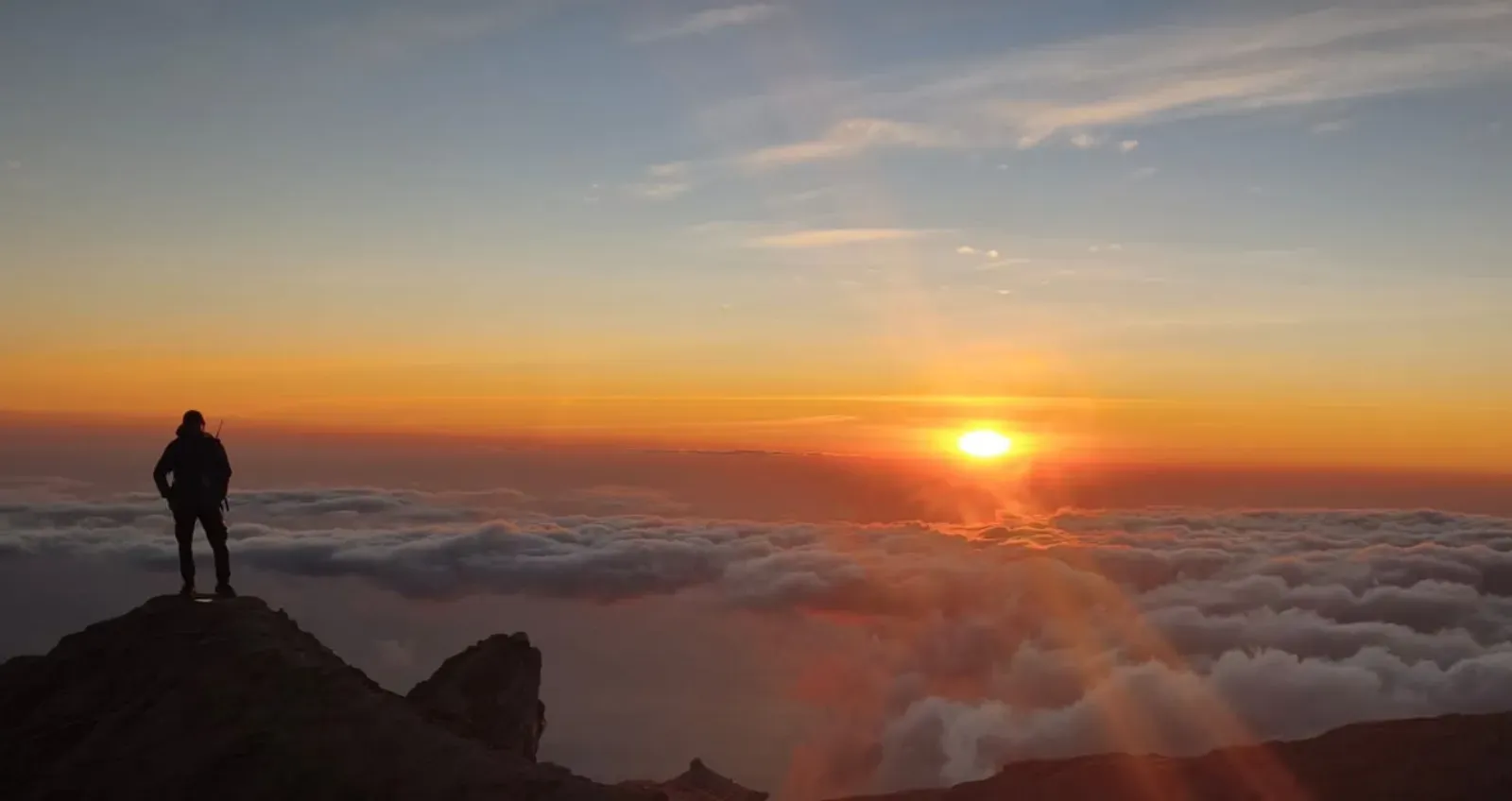 High mountain trail at dawn