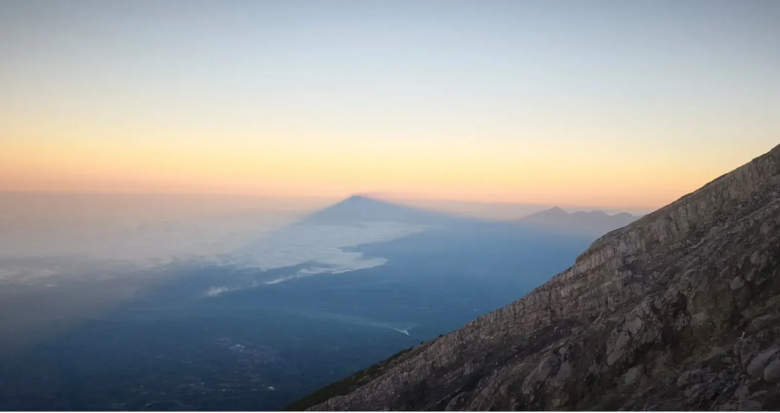 Trekkers approaching the Mount Agung summit via Besakih