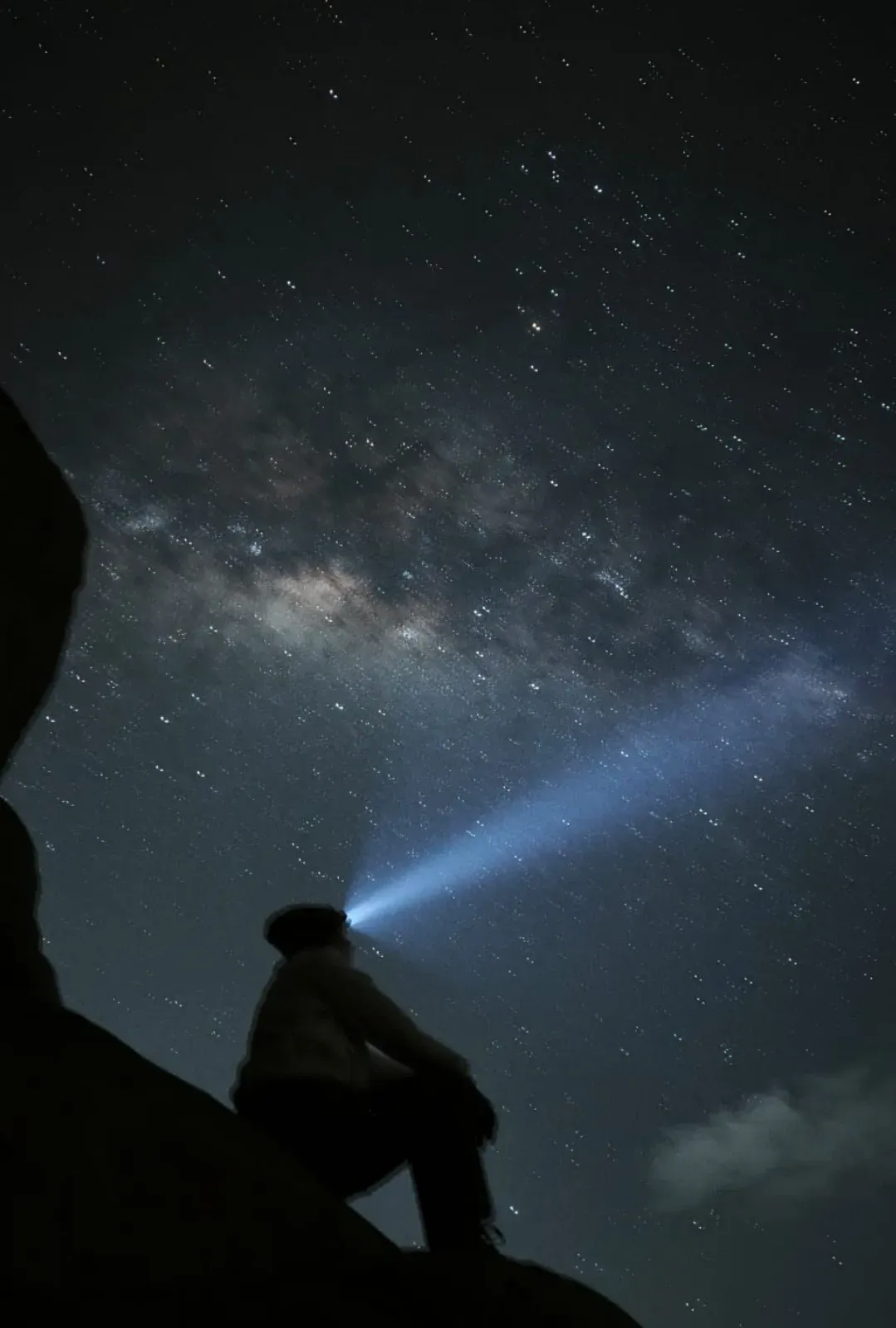 Night trekking under the Milky Way on Mount Agung