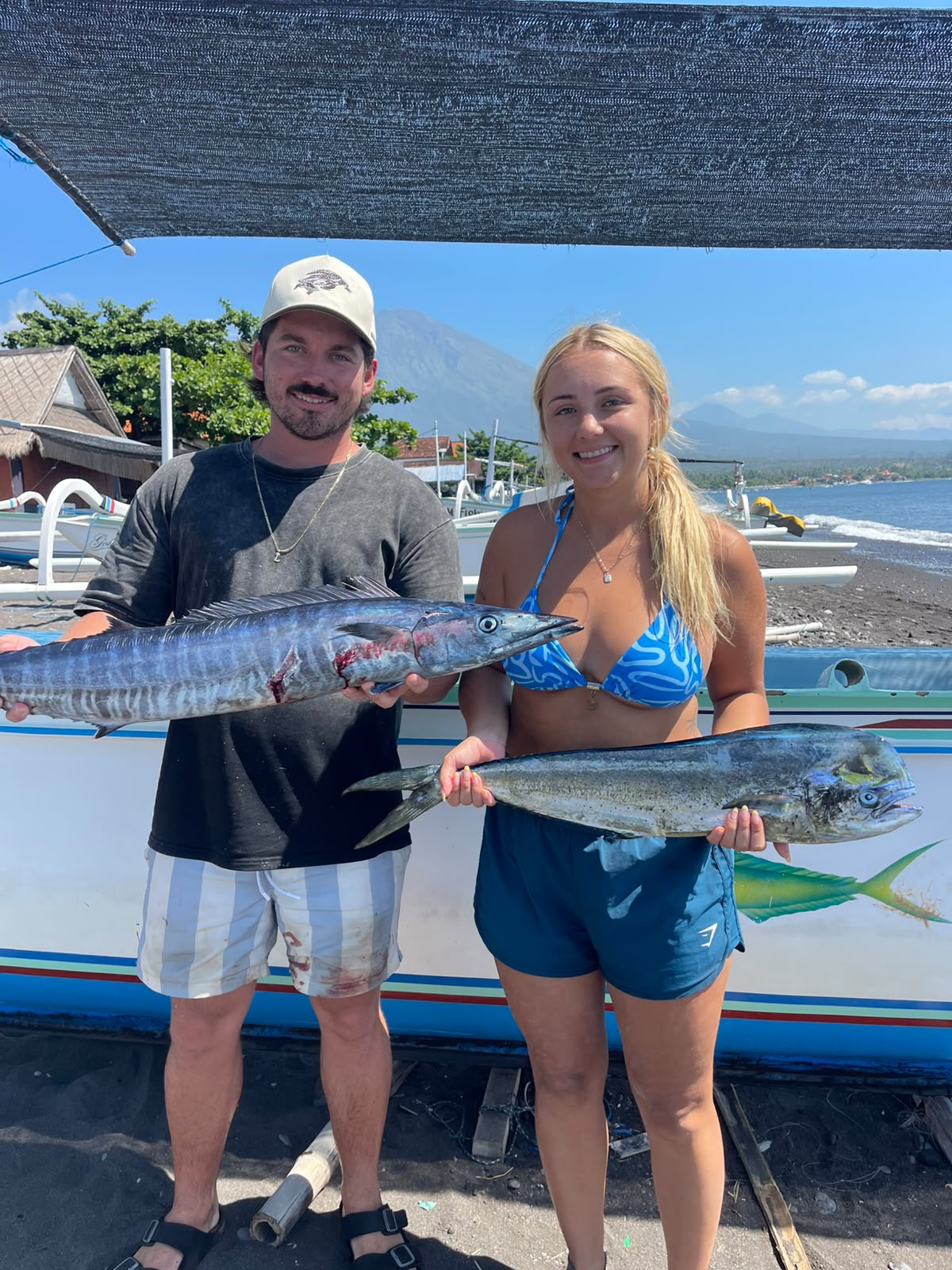 Fresh fish on a boat after a successful sea trip