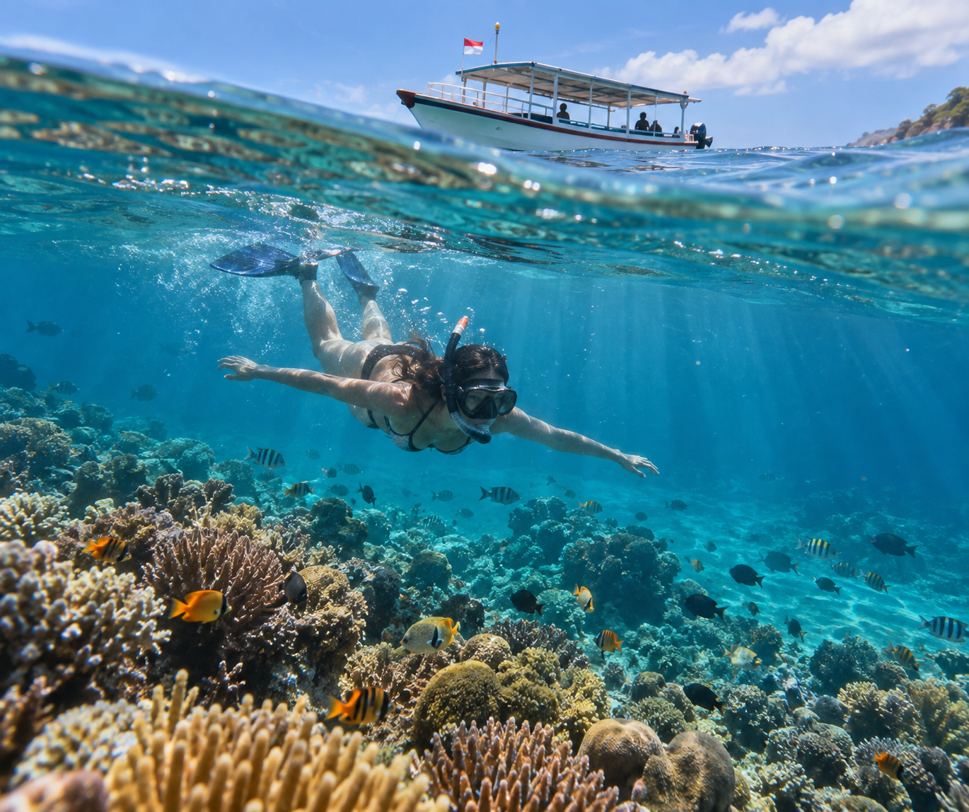 Snorkeling at Jemeluk Beach, Amed, Bali