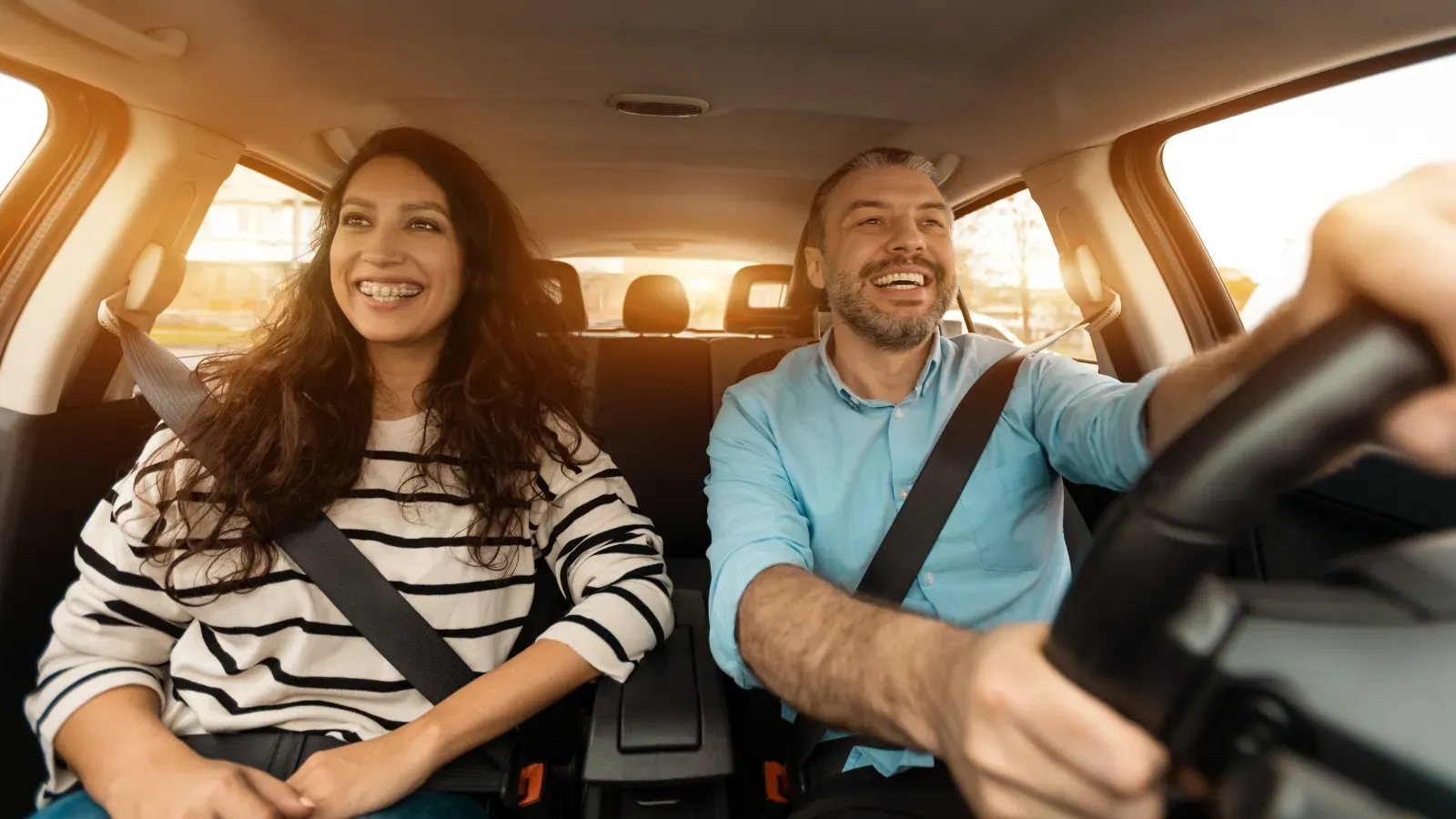 Couple riding together in a car