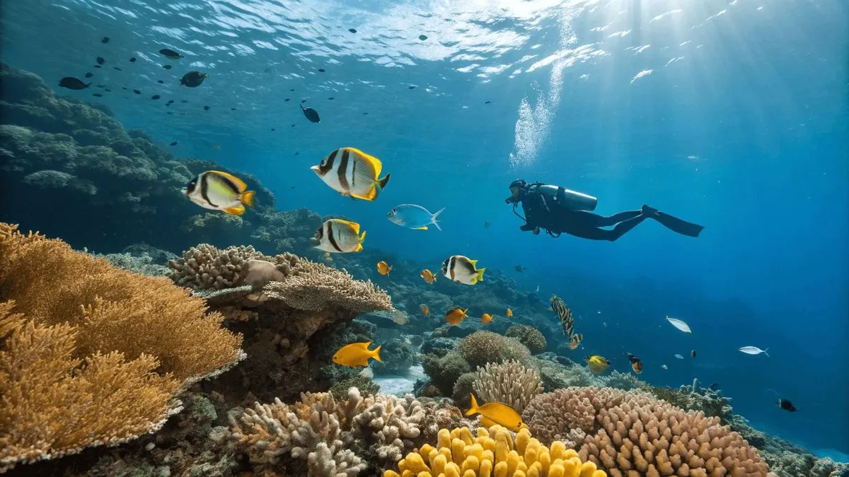 Snorkeling in tropical water