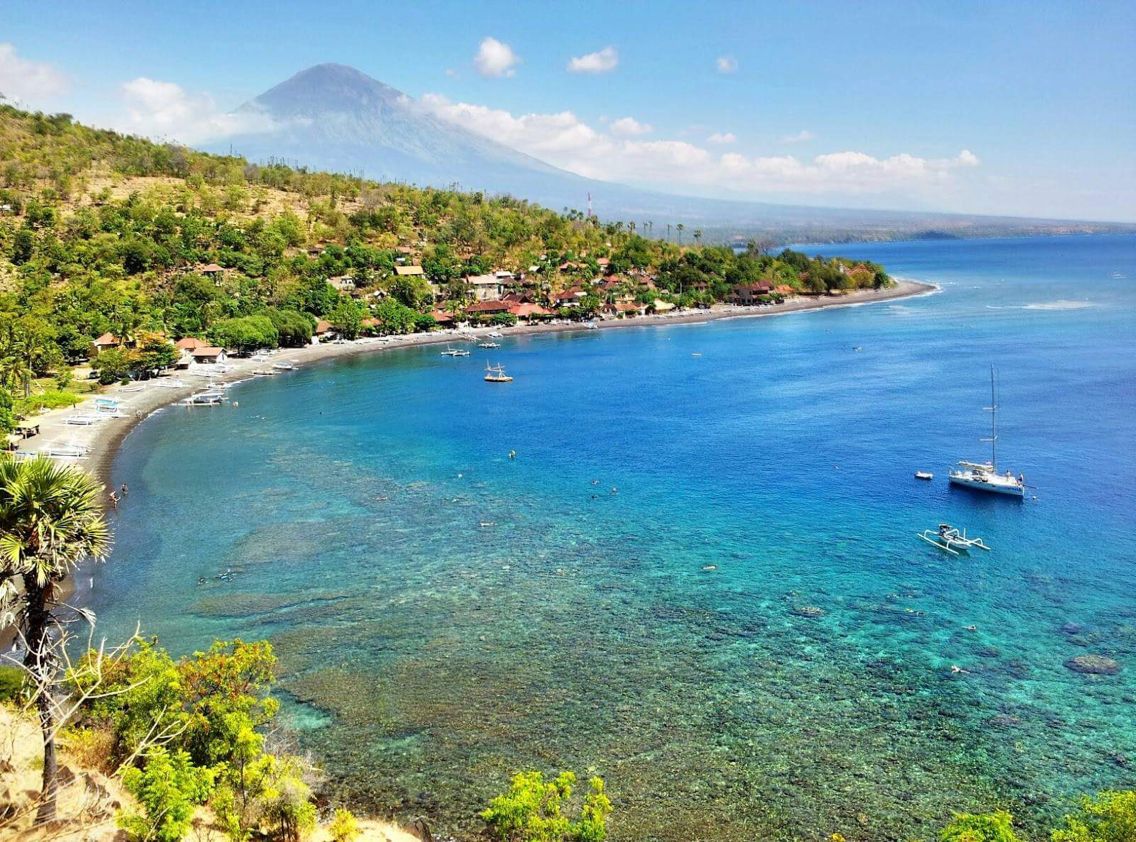 Peaceful beach and coastline in Amed, East Bali