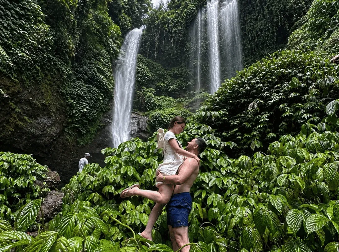 Sekumpul Waterfall surrounded by tropical forest in North Bali
