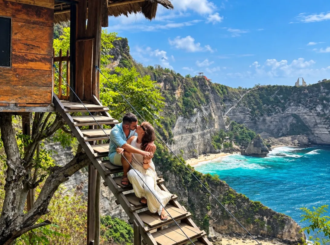 Kelingking Beach T-Rex cliff viewpoint on Nusa Penida