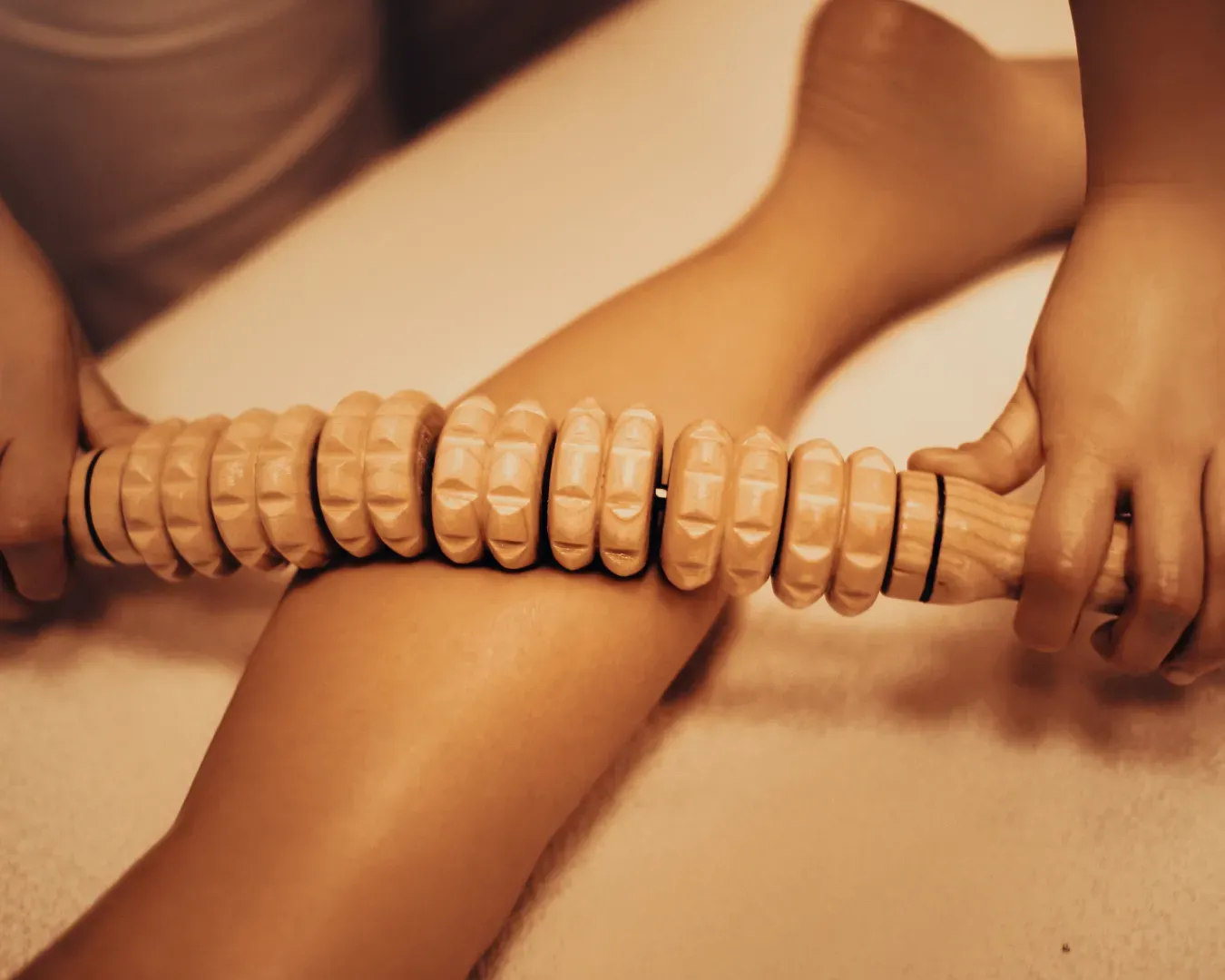 Massage treatment prepared in a warm spa room