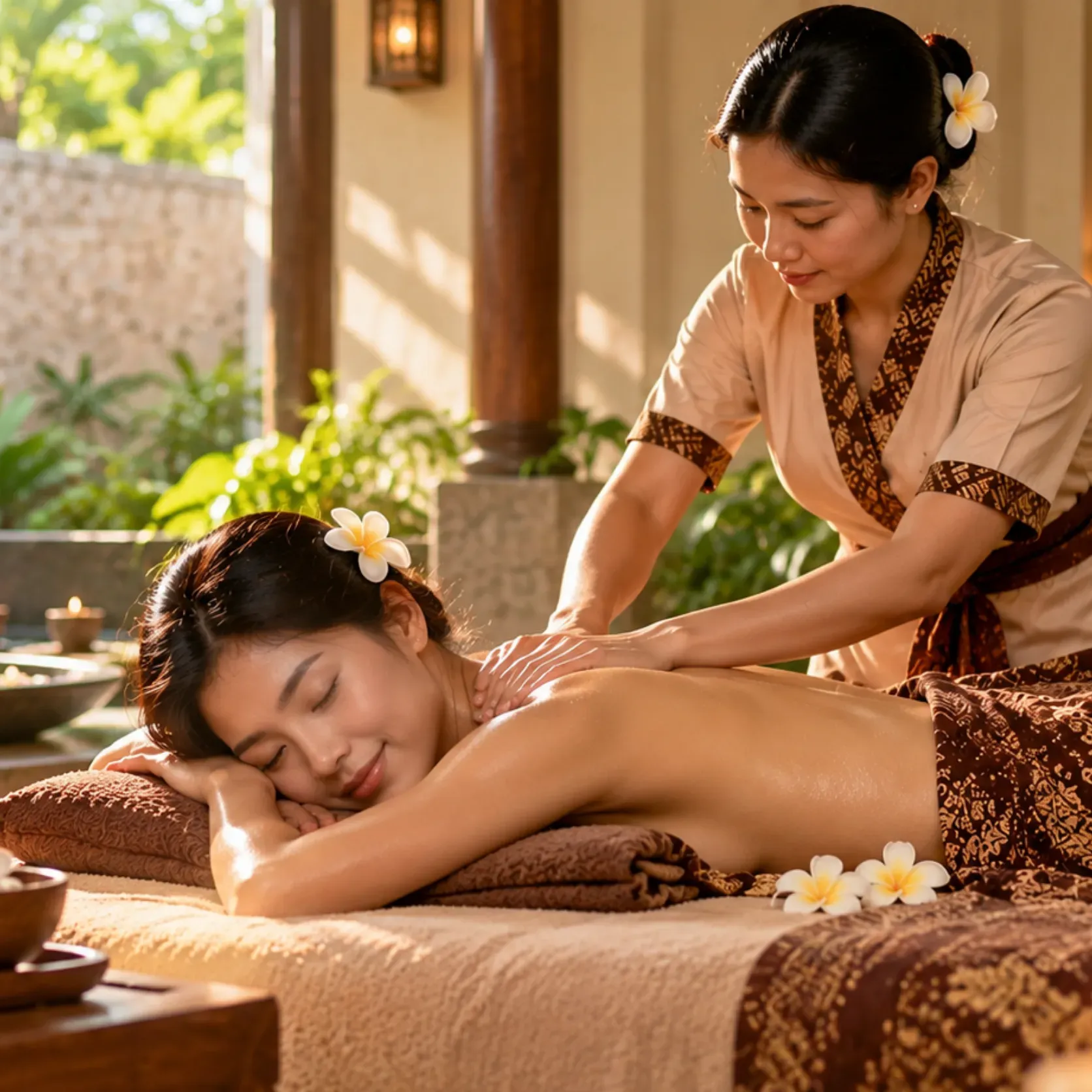 Hands preparing a calm massage treatment
