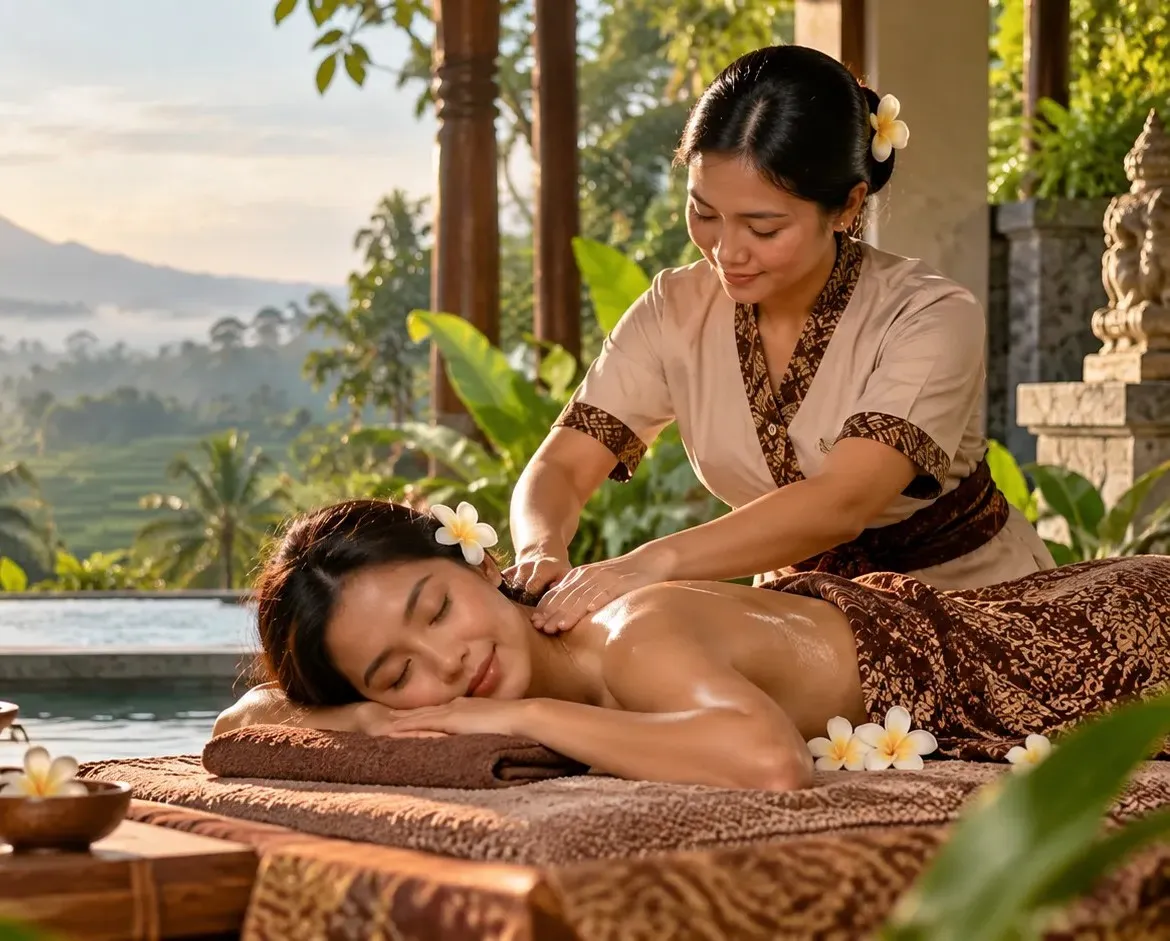 Warm massage table with soft towels in a calm treatment room