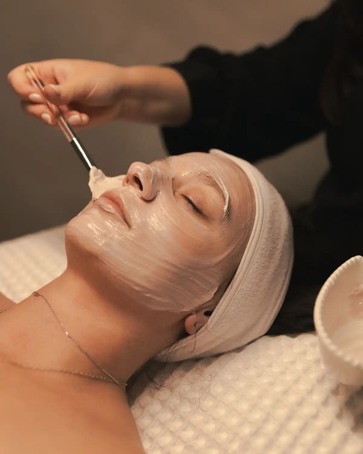 Close view of a facial care treatment