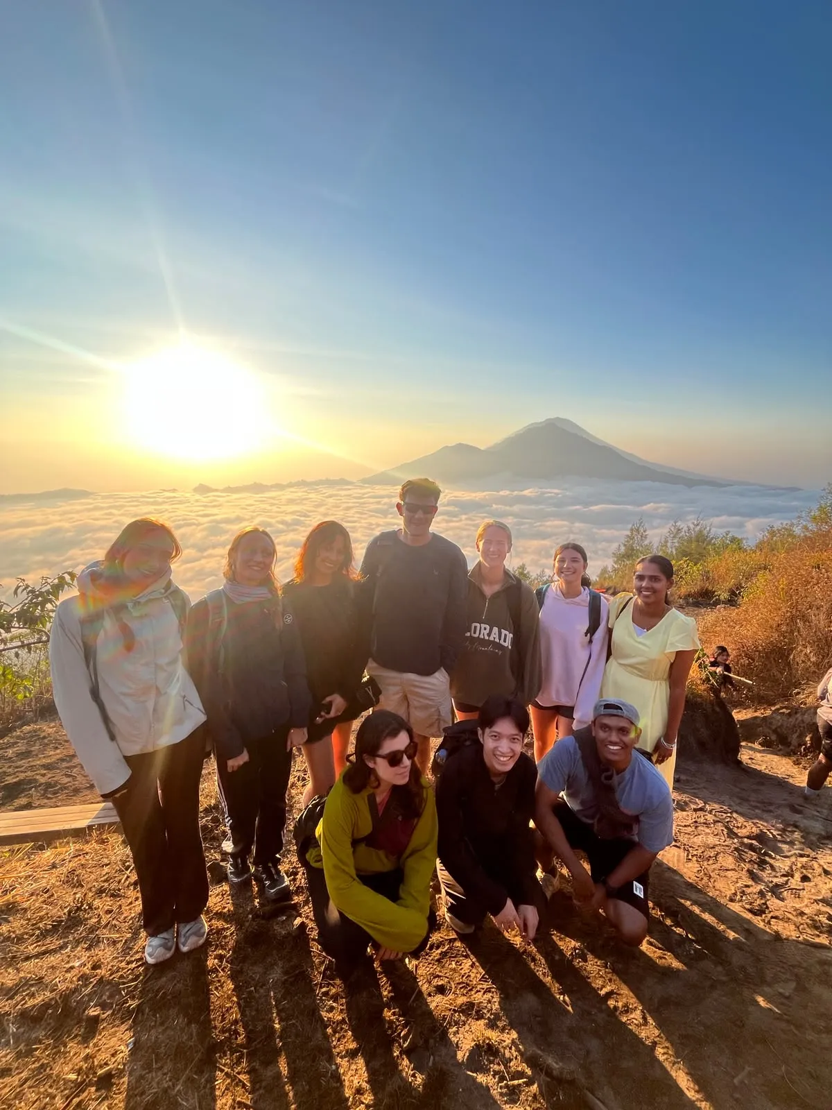 Sunrise from the summit of Mount Batur, the view a sunrise trek is booked to reach.