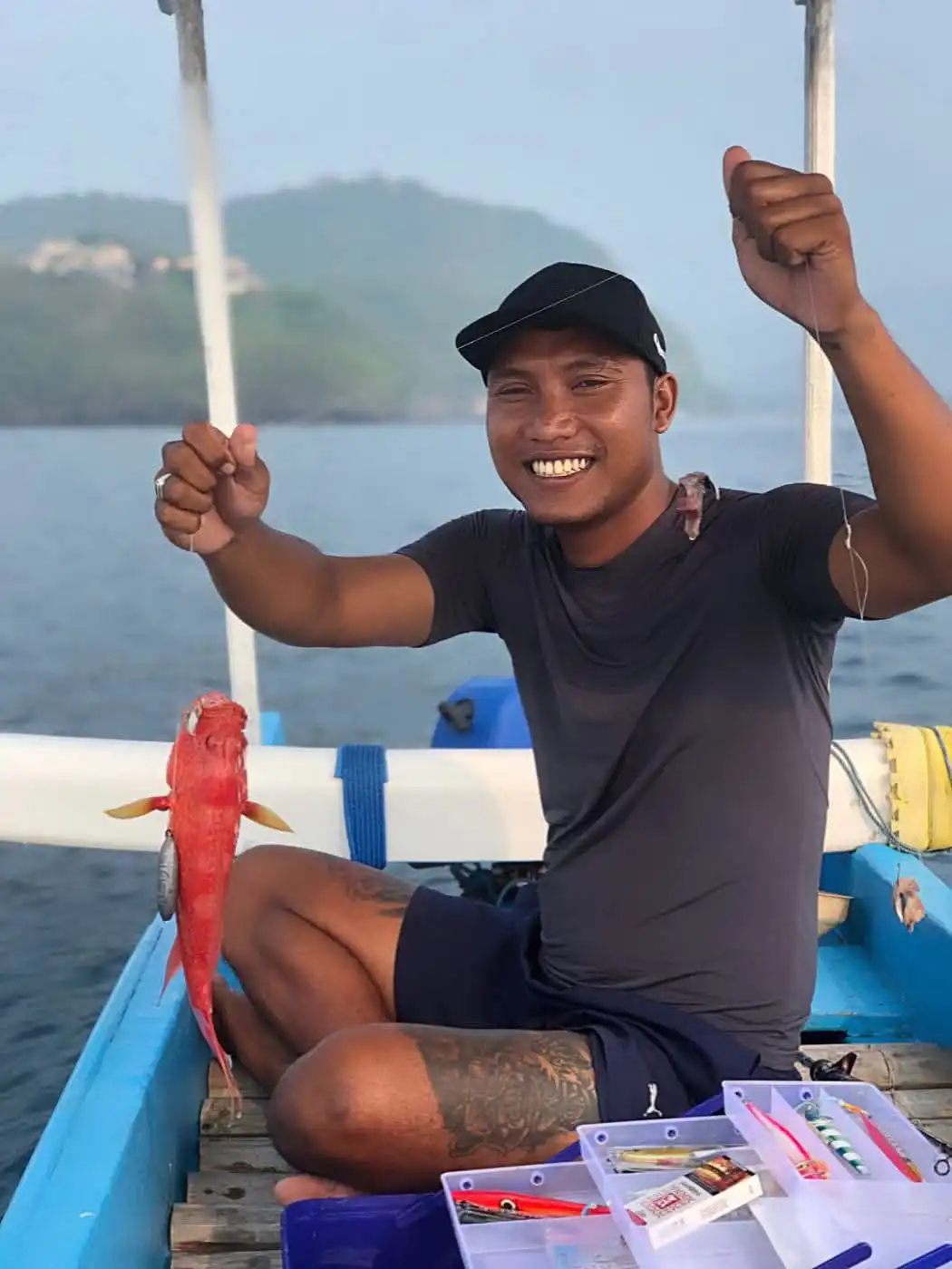 Traditional fishing boat used for bottom fishing in Padang Bai
