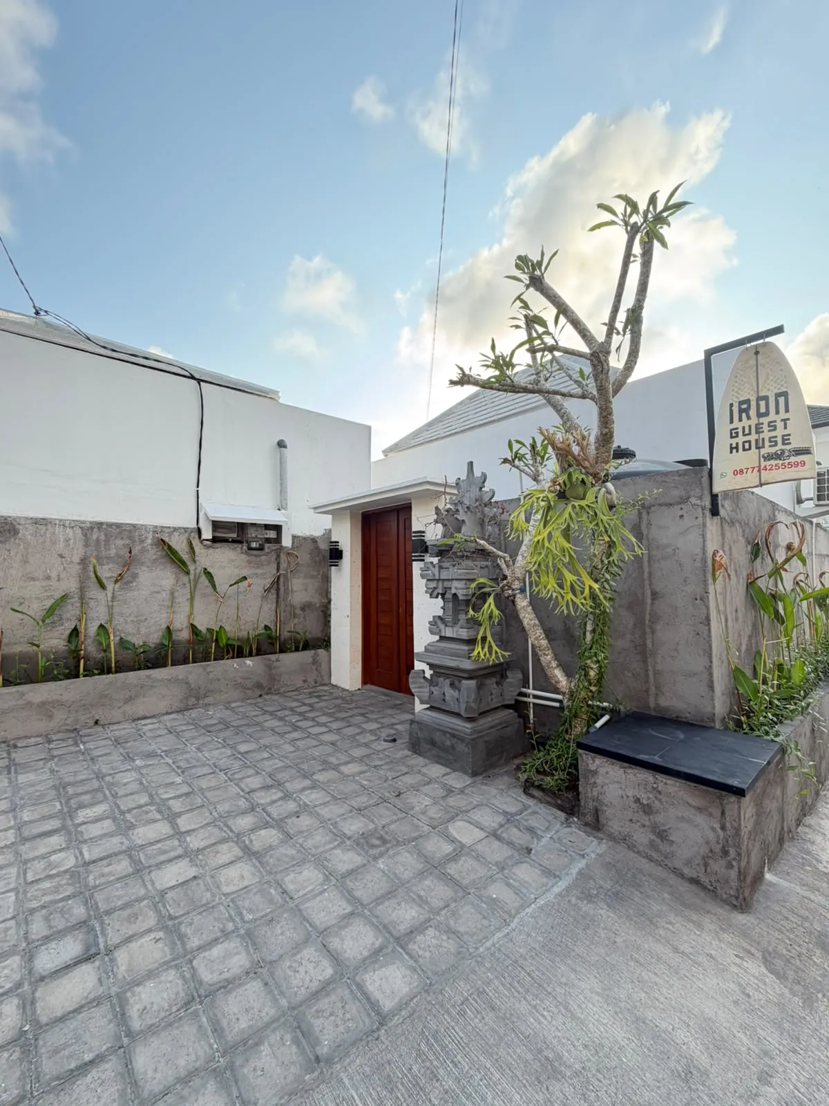 Open-air tropical stay in warm evening light