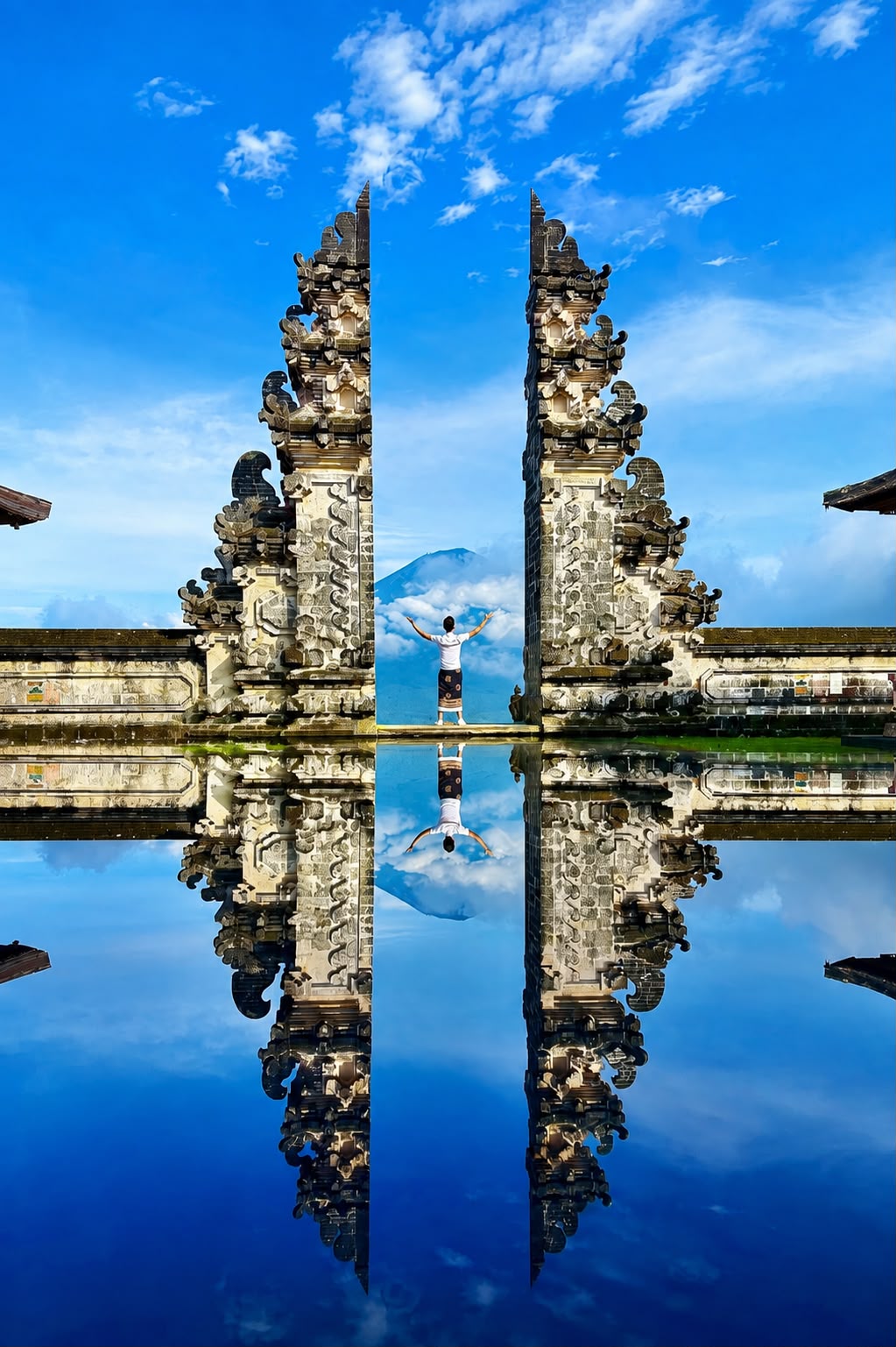 Gerbang batu Gate of Heaven dengan latar langit biru
