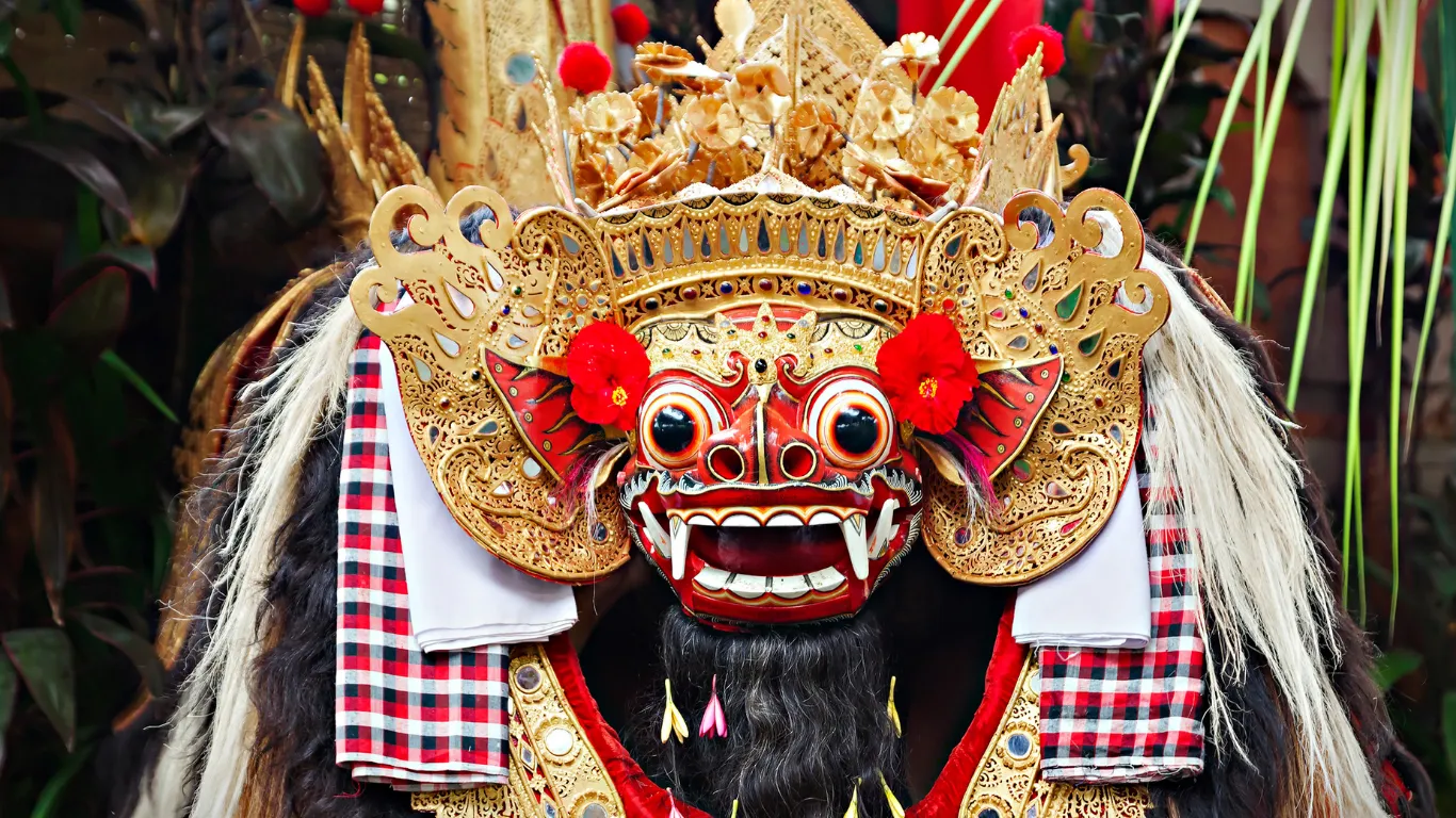 Traditional Balinese temple and village craft setting