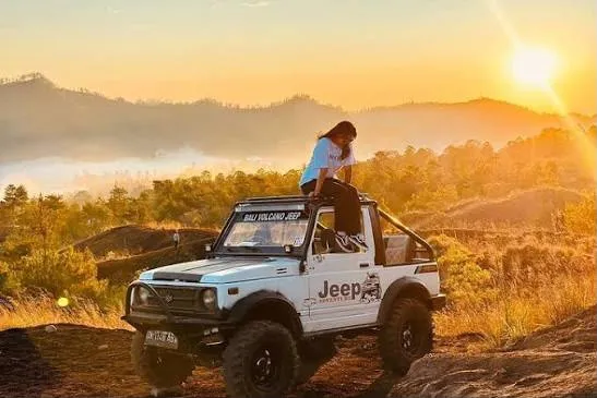 Dark volcanic ground on a Mount Batur jeep route