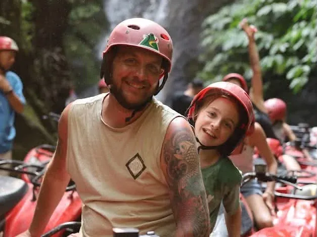 Family ATV ride in Bali forest
