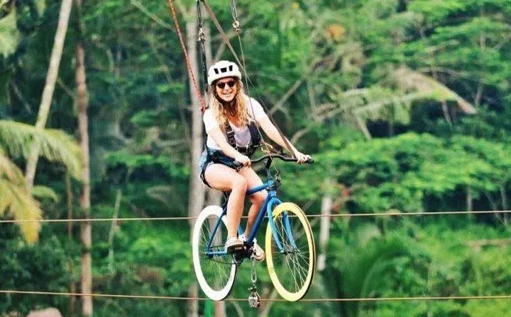 Sky bike ride through Bali forest