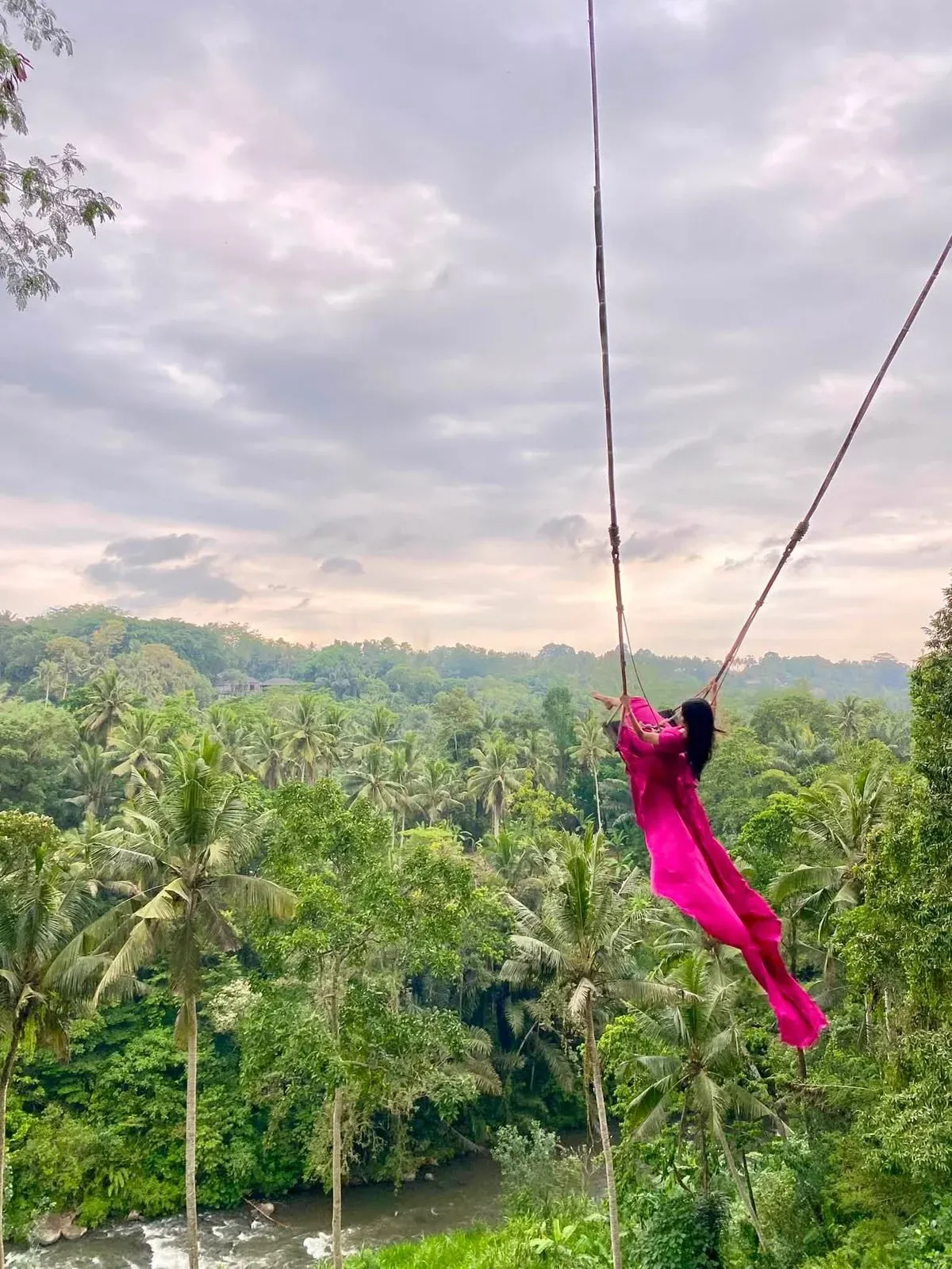 Bali jungle swing over the river