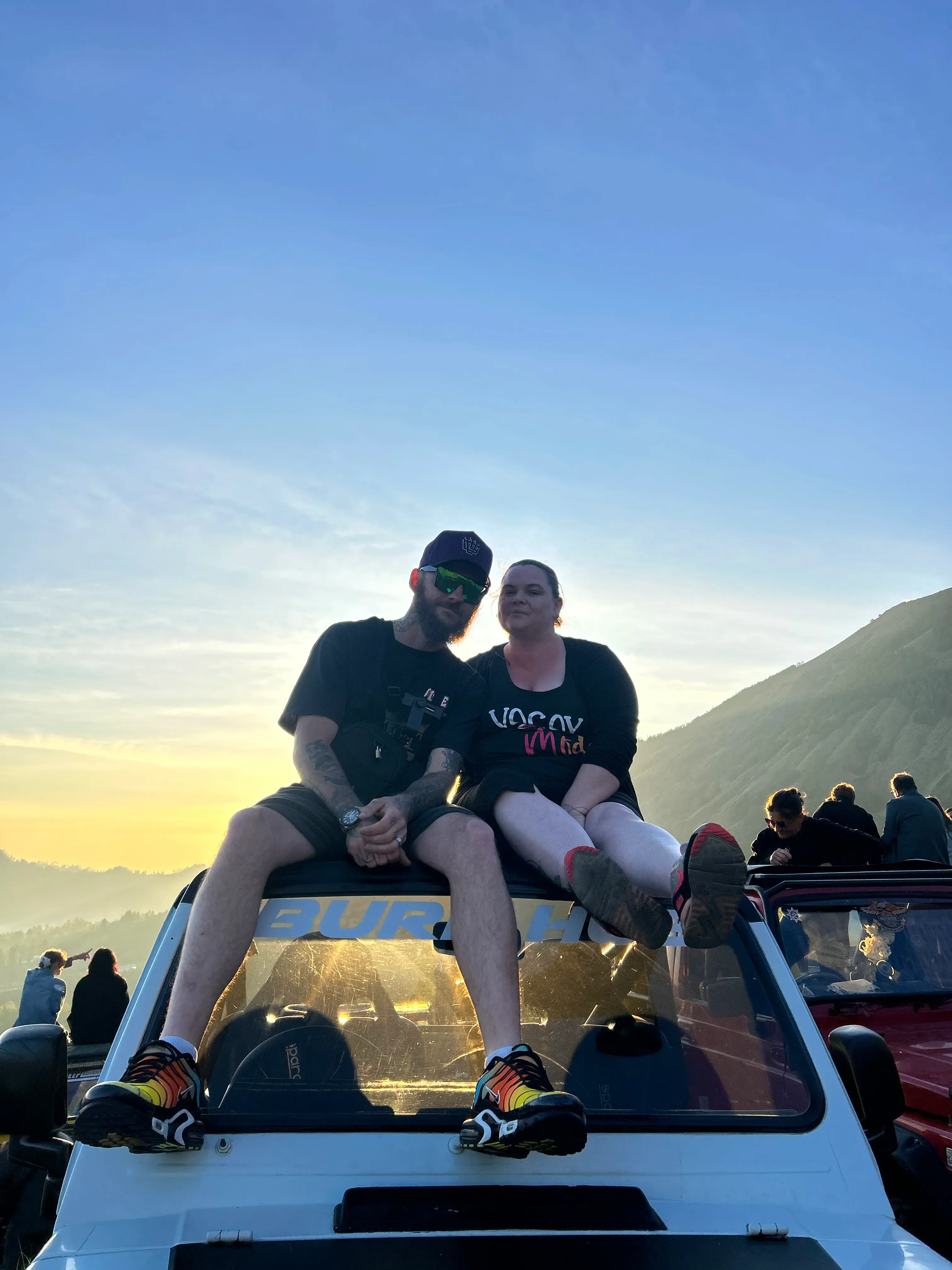 Guests on a jeep at Mount Batur sunrise in Bali