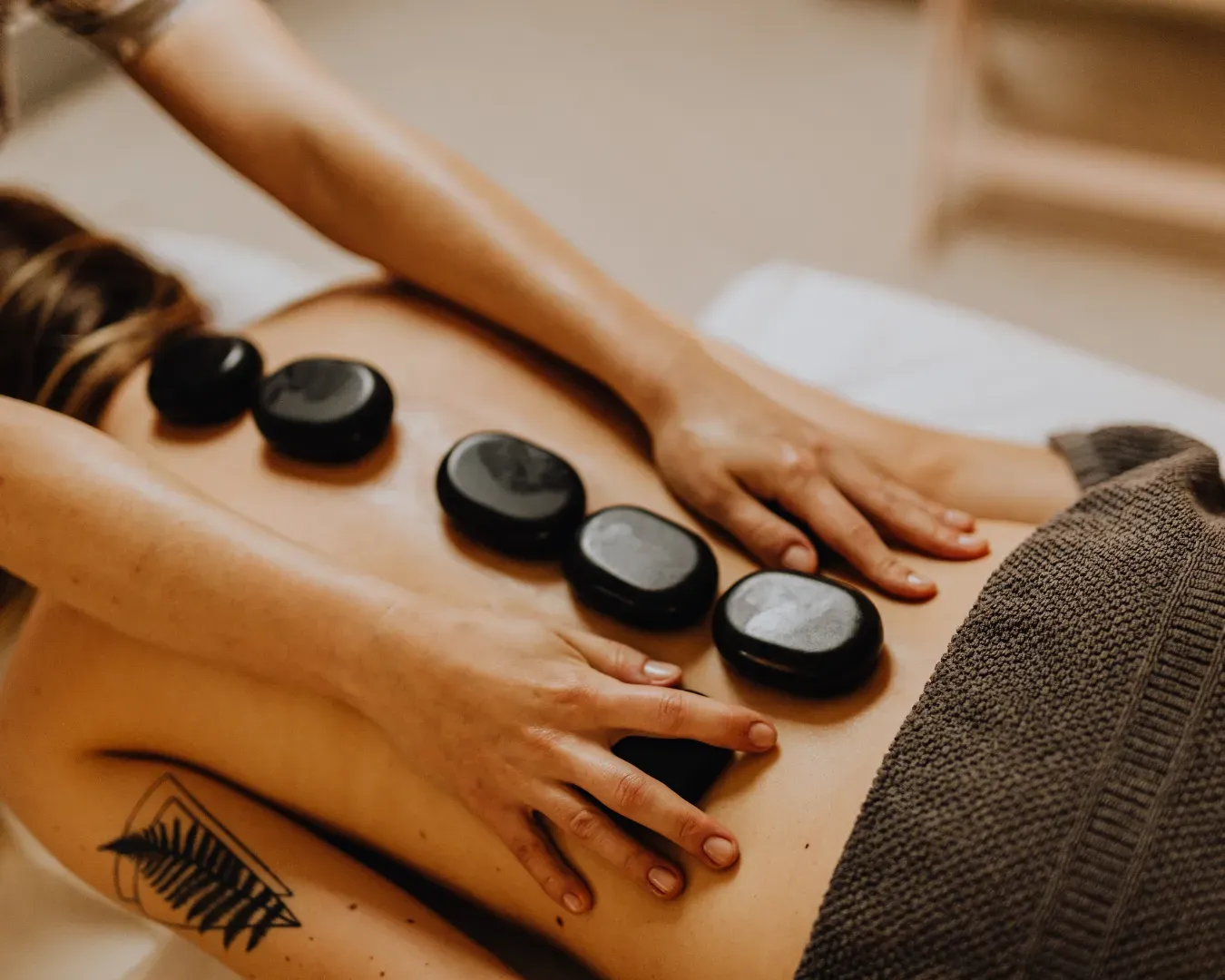 Hot stone massage treatment at Atik Spa