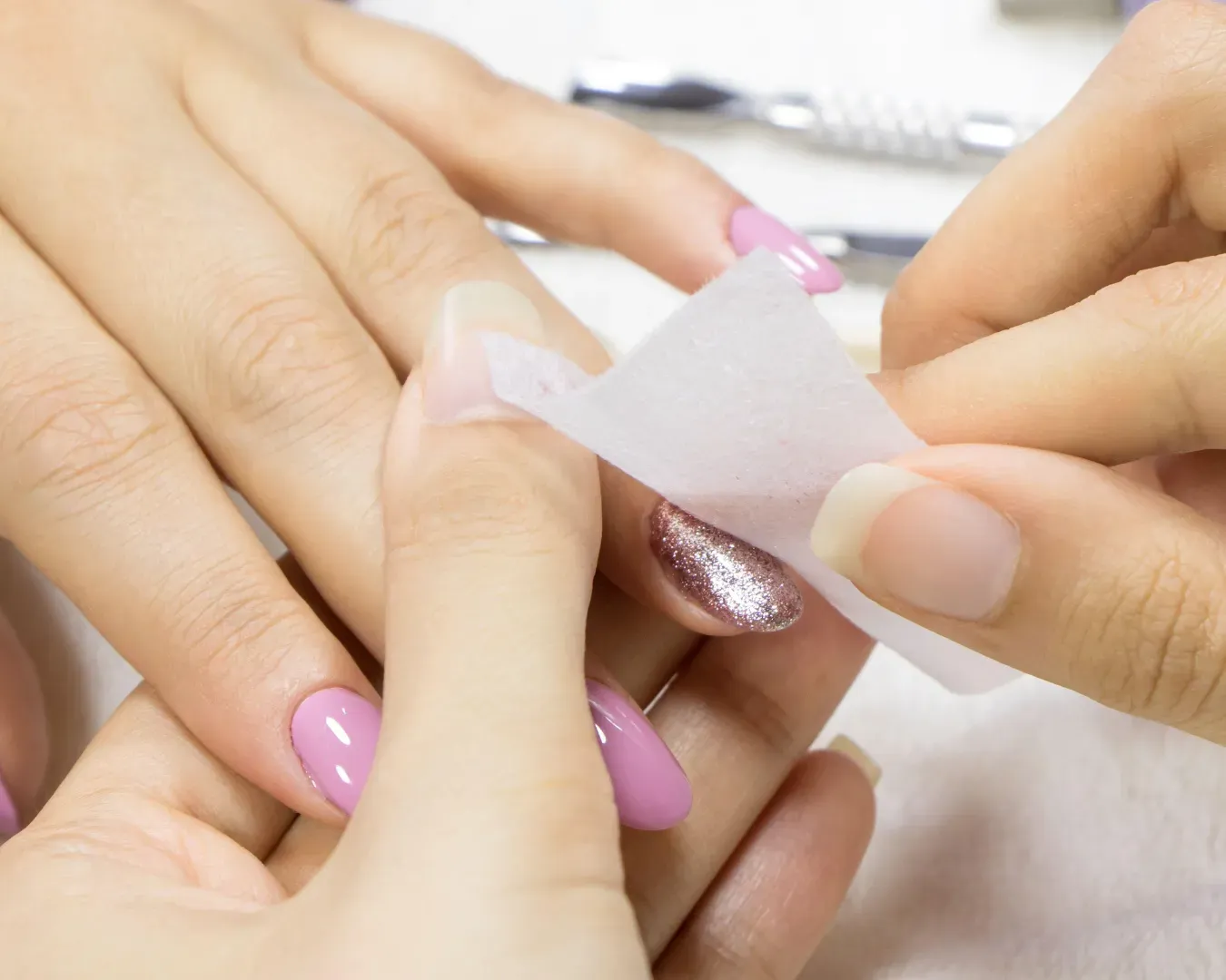 Gel polish manicure on the hands
