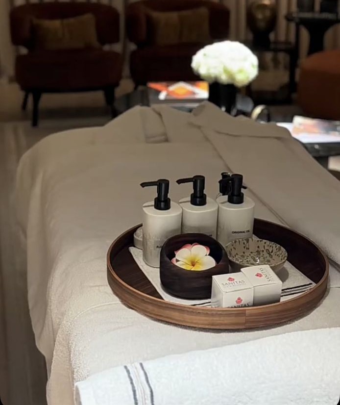 Spa towel and candle setting