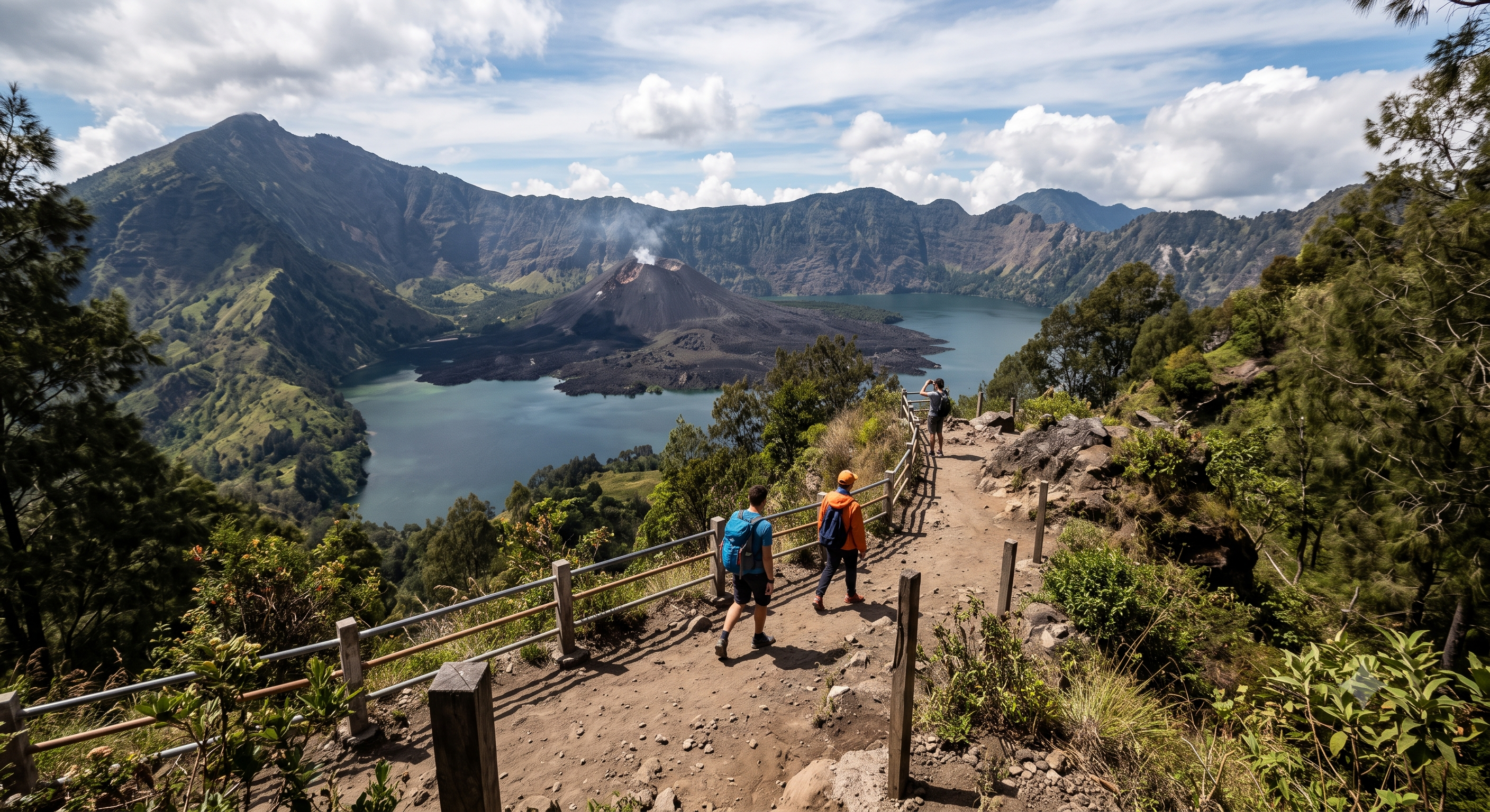Pendaki berwalking at jflow gunung berbatu