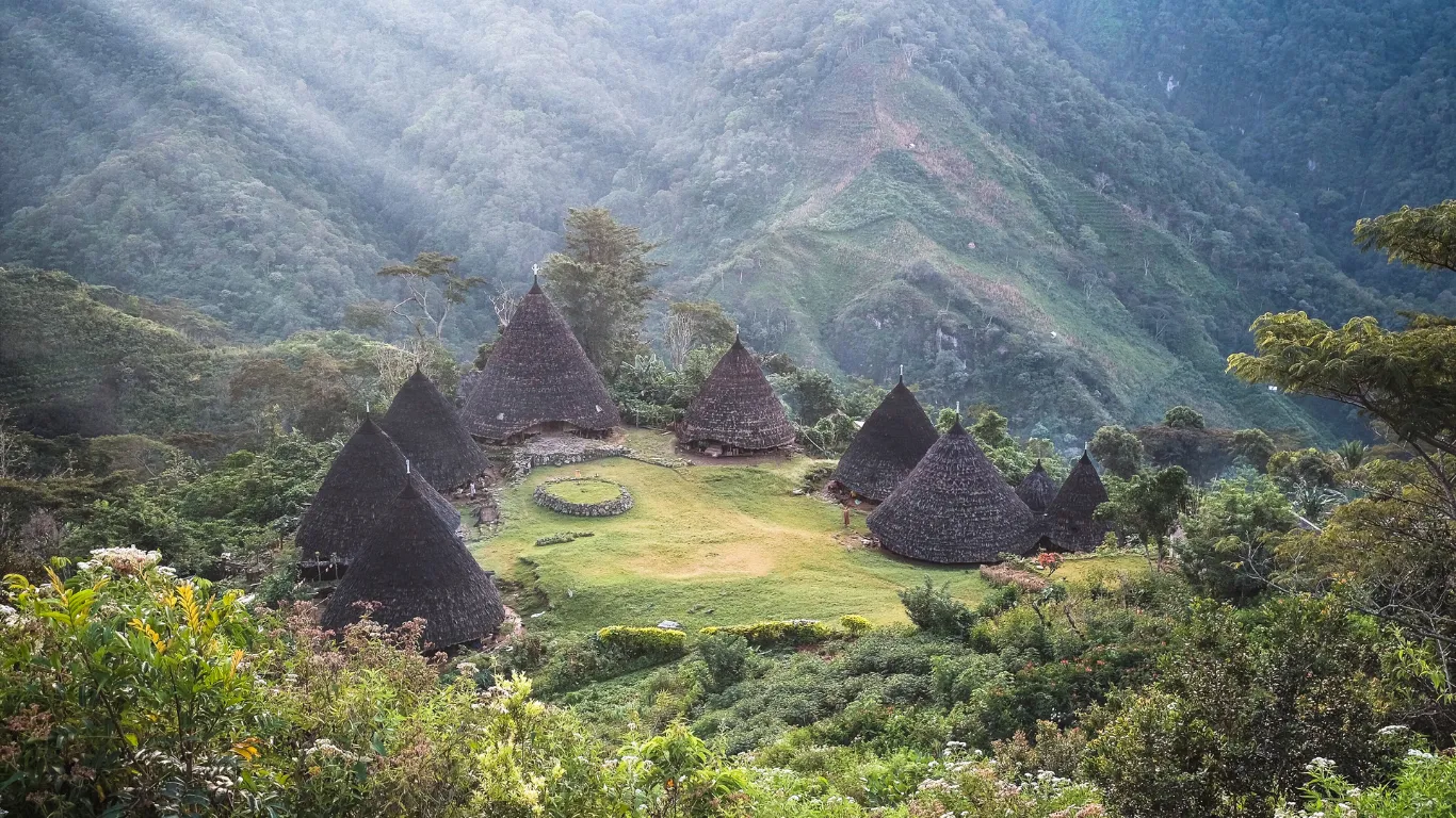 Hilltop view over islands near Labuan Bajo, Flores