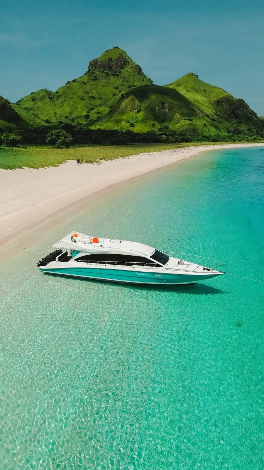 Wooden boat on a beach in the Komodo region