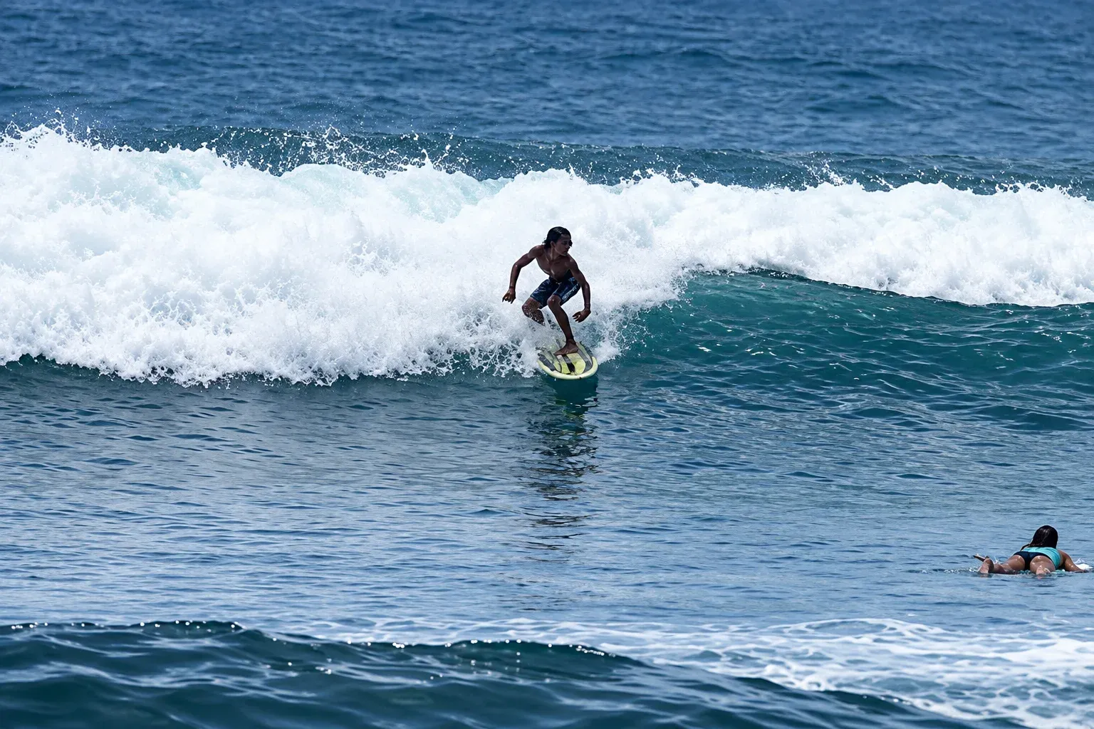 Private surf coaching in the water