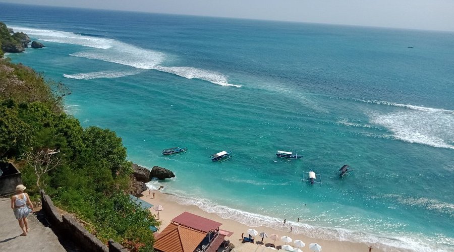 Padang-Padang Beach with white sand and rocky surroundings