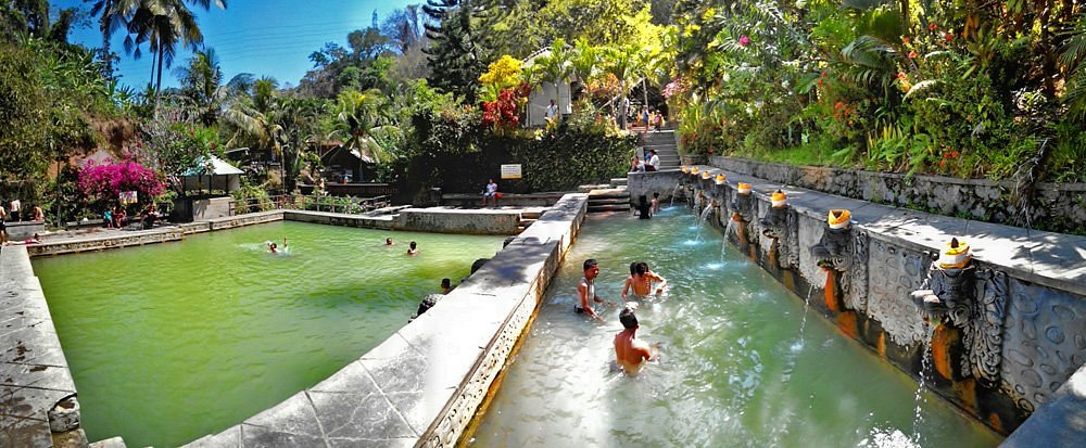 Banjar Hot Springs natural pools in tropical garden