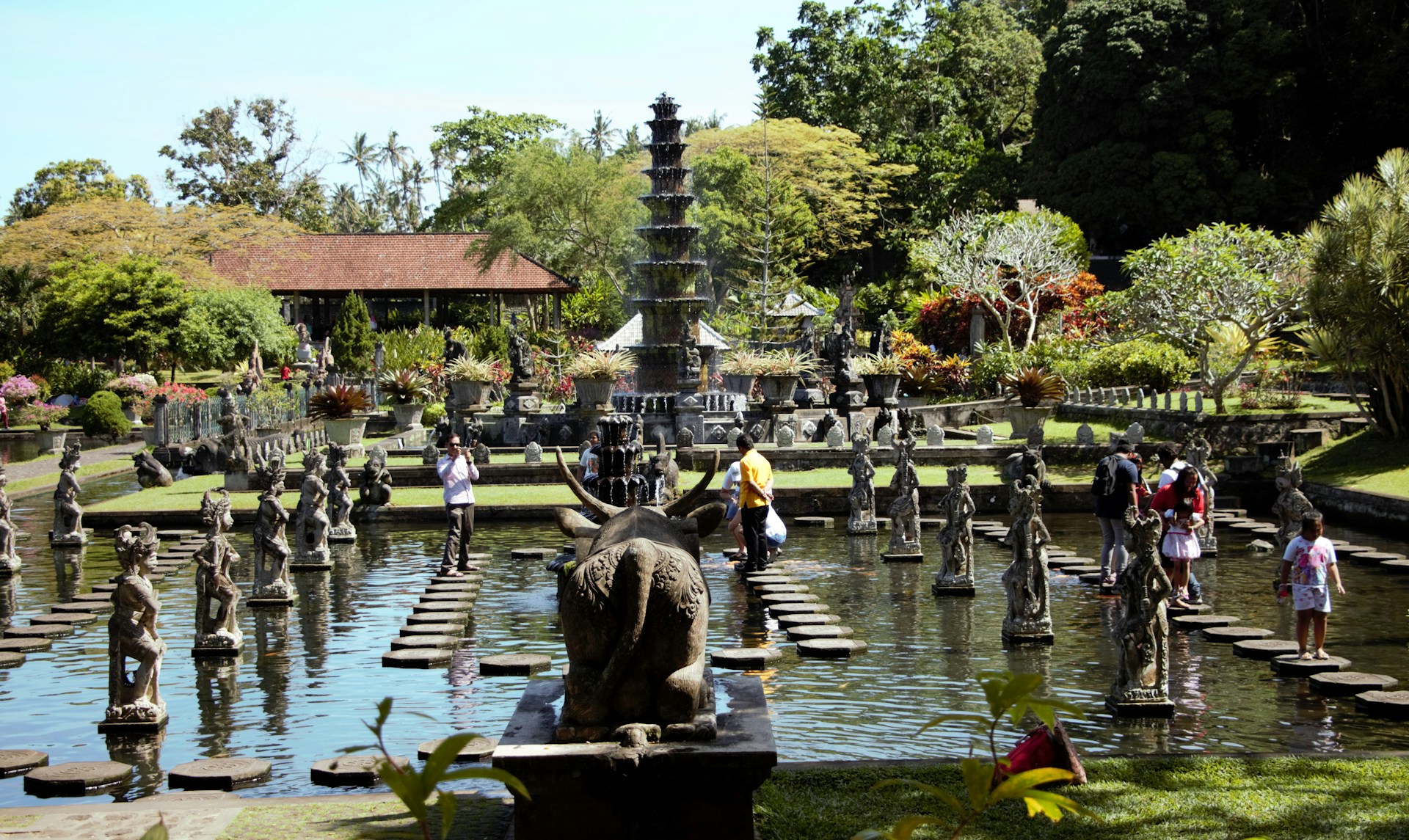 Tirta Gangga water palace with ornamental ponds