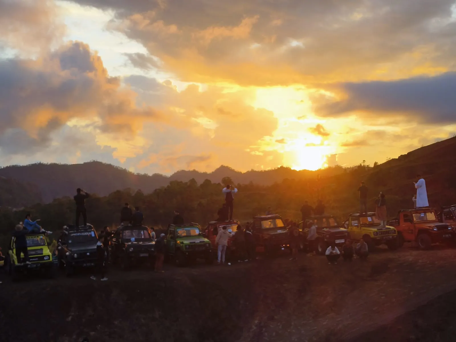Open-top jeep on a mountain trail