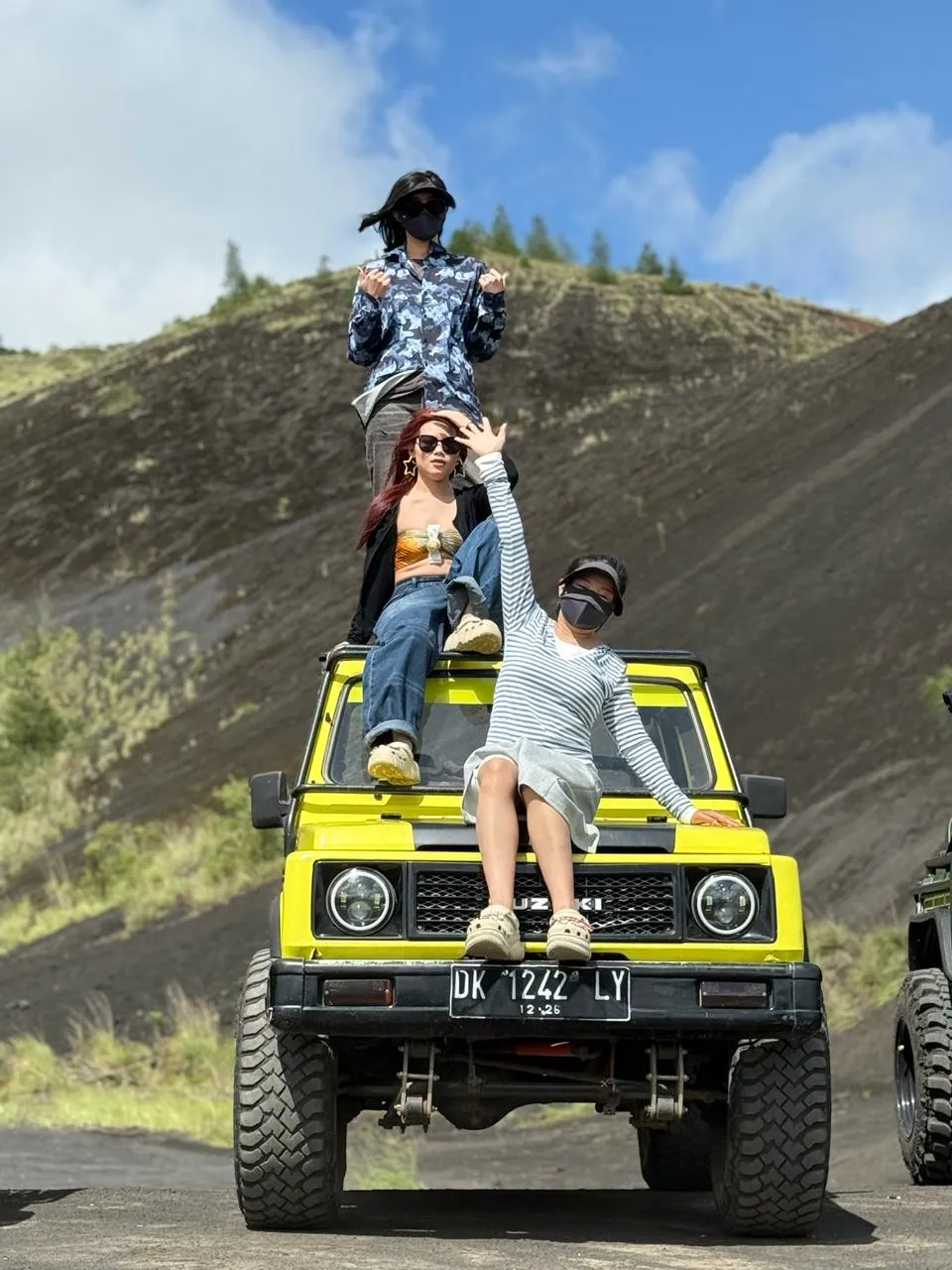 Jeep tracks on black lava