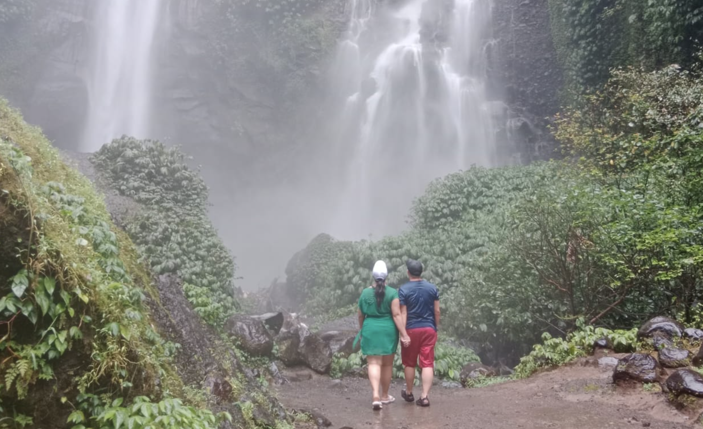 Lake temple with tiered shrines in the North Bali highlands