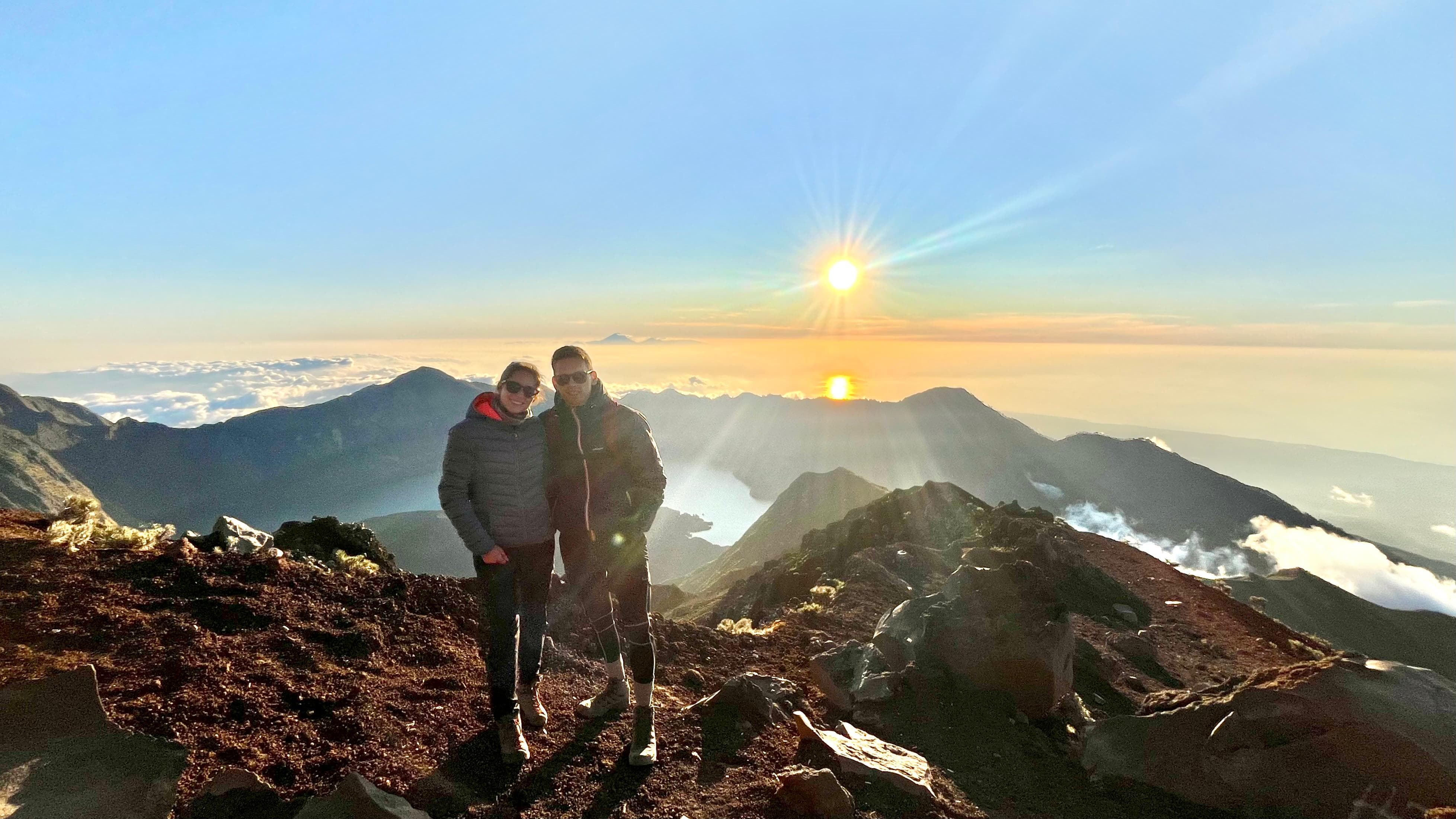 Sunrise behind mountain ridge