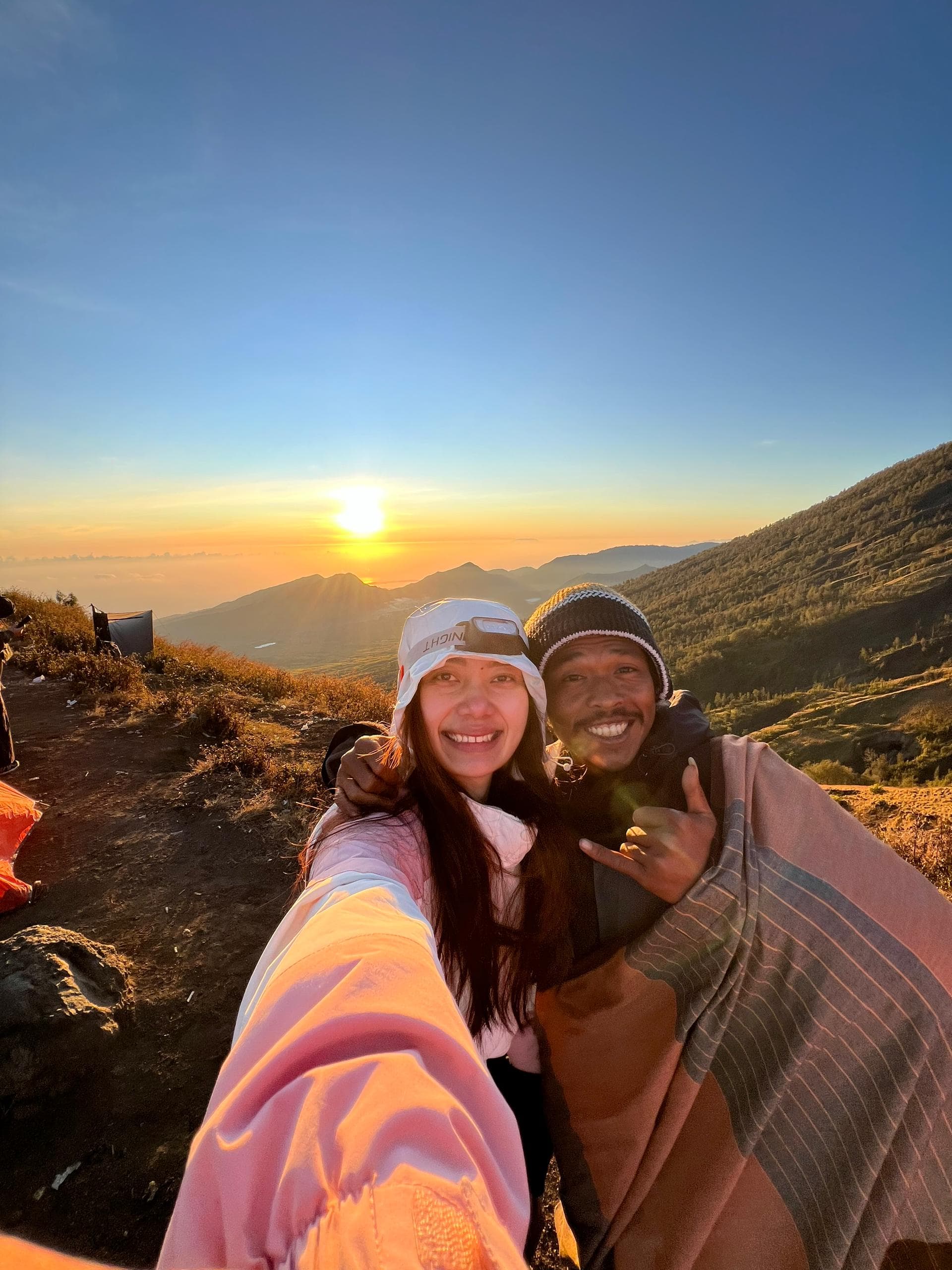 Trekkers celebrating at the summit