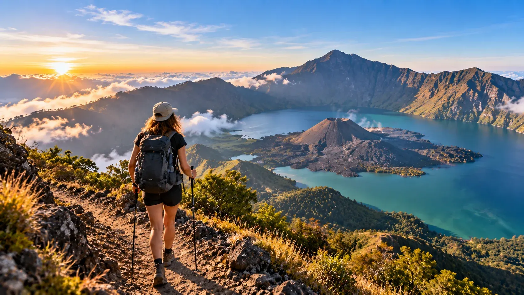 Mount Rinjani and tropical forest, Lombok