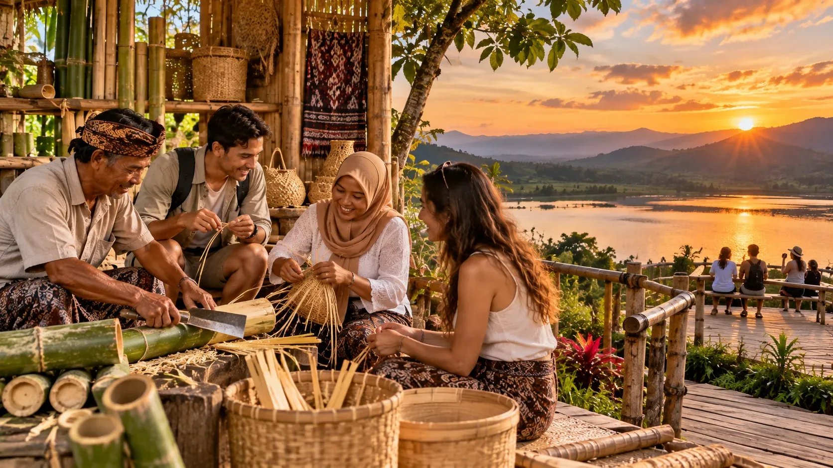 Bamboo Process, Hand Weaving & Pandandure Sunset Lake
