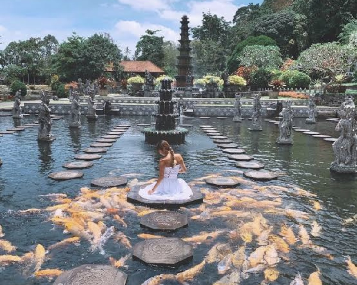 Tirta Gangga royal water palace with koi ponds