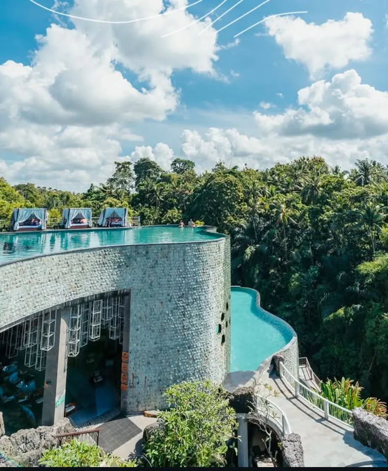 Infinity pools at Tlaga Singha overlooking jungle
