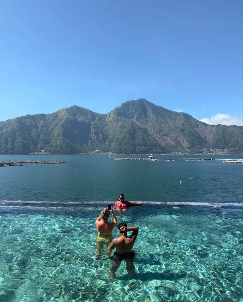 Infinity pool facing Lake Batur and Mount Batur
