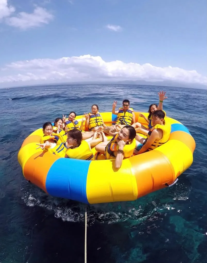 Group on a donut inflatable ride off the southern coast
