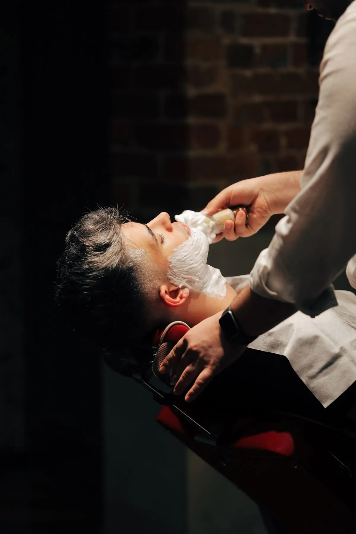 Beard shave with razor and foam by Barber Home Service
