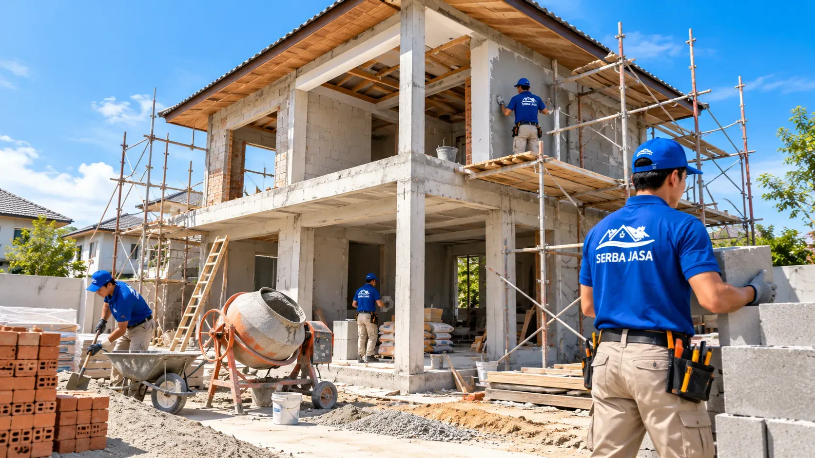 Timber house frame during construction