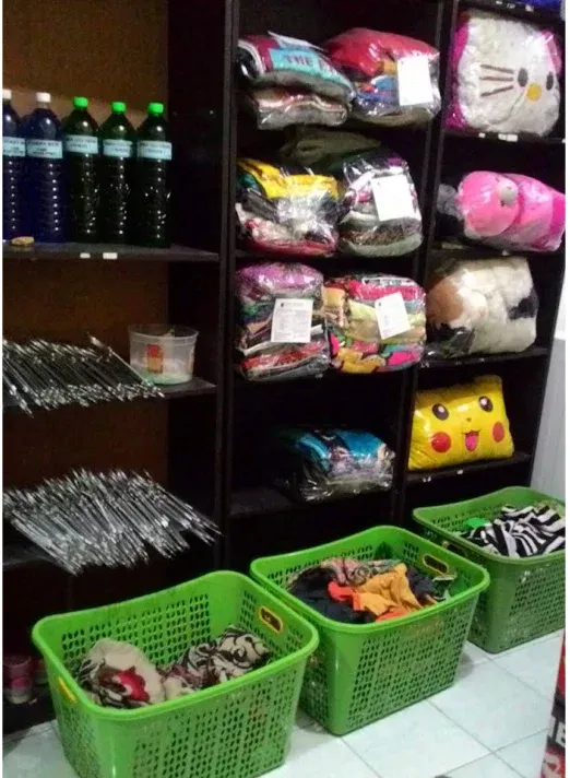 Clean clothes hanging after press