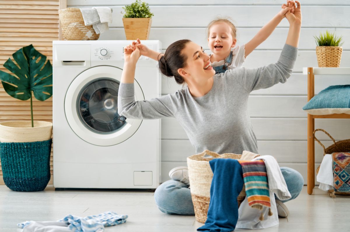 Laundry professional folding white towels